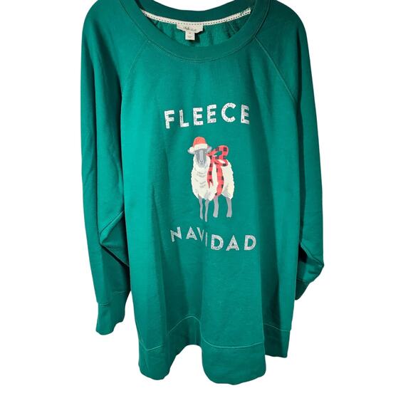 Style & Co Green Crewneck Christmas Sweatshirt 
Fleece Navidad Women's 2X - Picture 2 of 7